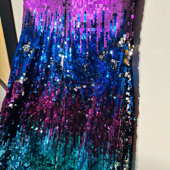 Laundry by Shelli Segal Purple Blue Sequin Sheath Mini Strap Dress Size 2 NWT - Picture 9 of 10